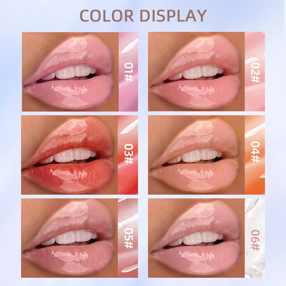 QIBEST Crystal Jelly Moisturizing Lip Oil Plumping Lip Gloss Makeup Sexy Plump Lip Glow Oil Tinted Lip Plumper For Lipstick