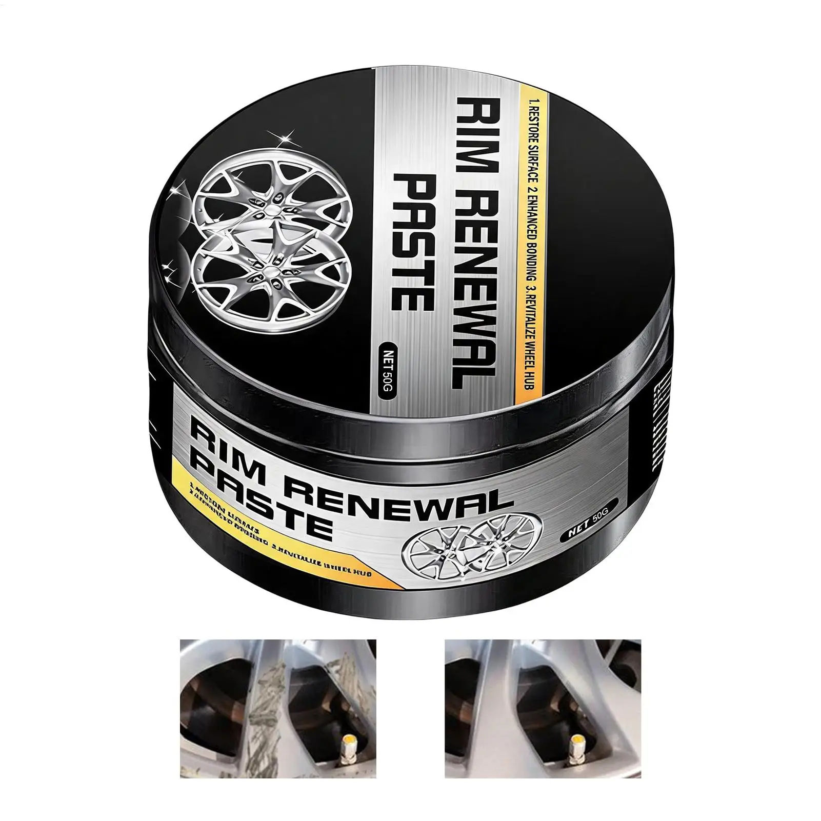 Car Rim Cleaner 50g Instant Repair Scratch Removal Polishing Wheel Rim Restoration Paste For Automotive Truck Sedan Motorcycle