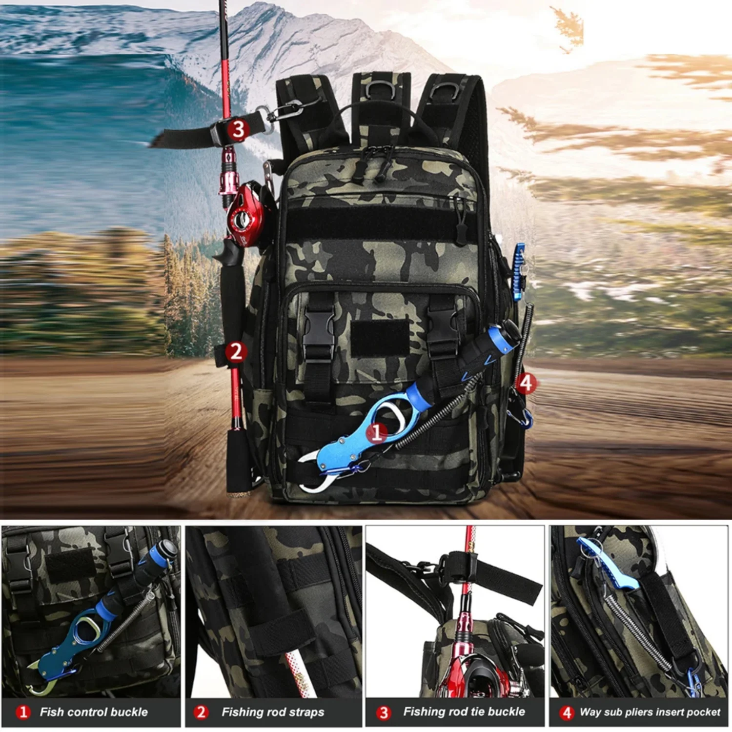 Equipamento de pesca mochila tático impermeável multifuncional ombro único pacote militar pesca no peito x178g