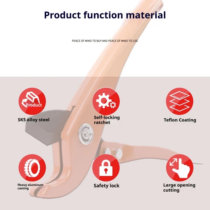 PVC Pipe Cutter, Tubing Cutter Ratchet Tube Hose Tools Cutting Tool for Cutting PVC PEX Plastic PPR Hoses up to 1-1/4