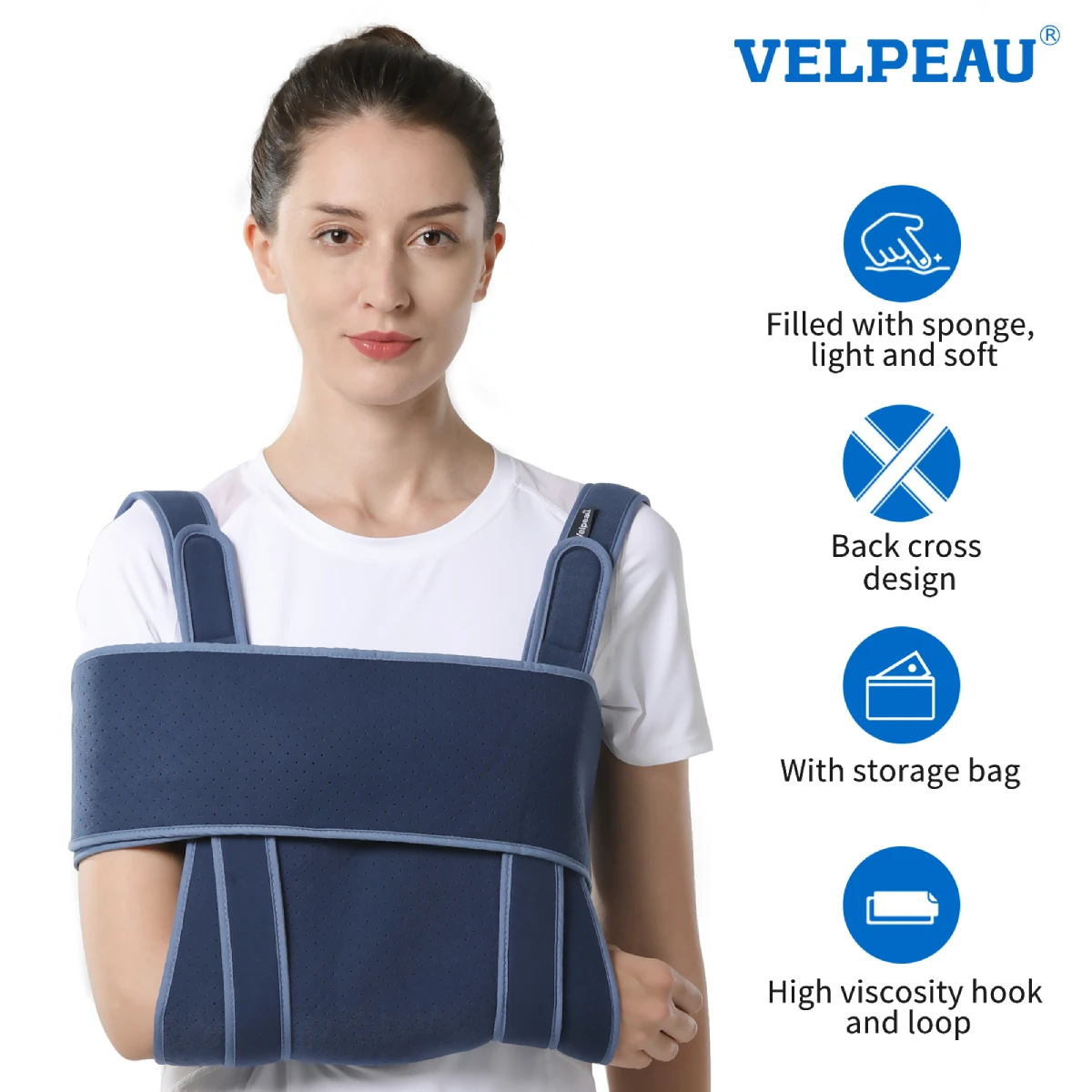 

VELPEAU Arm Sling Shoulder Immobilizer for Elbow Broken Fracture Dislocation and Sprains Adjustable Arm Support for Sleeping