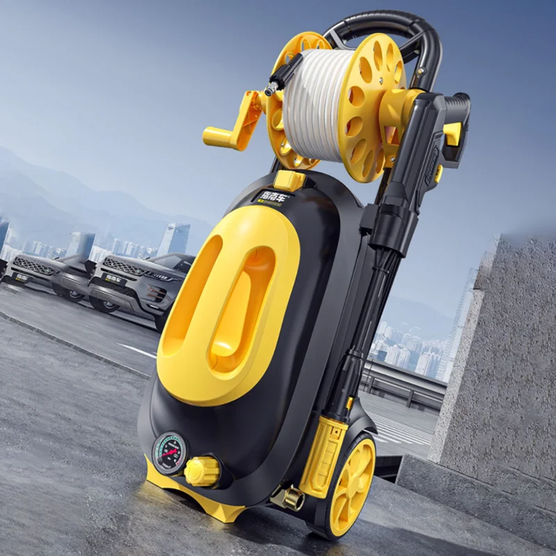 Lavatrice per auto completamente automatica 2800W macchina per la pulizia della pistola ad acqua ad alta pressione portatile 220V ad alta potenza con bobina di avvolgimento