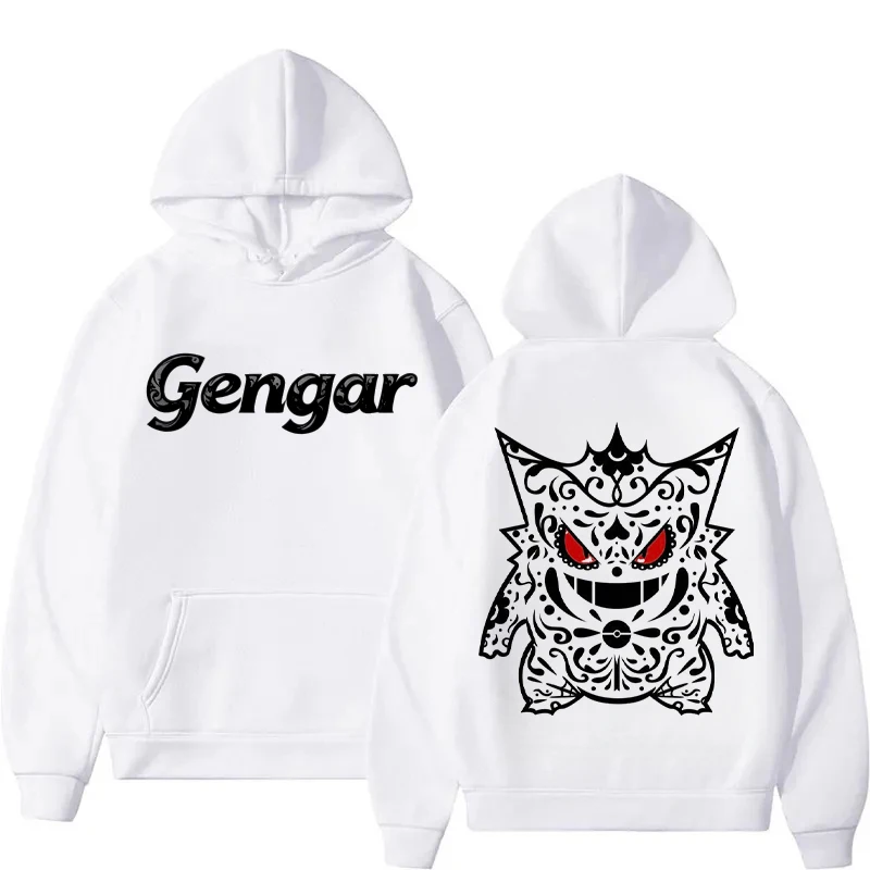 Pokemon Animation Derivative Genger Double-sided Printing Men's and Women's Autumn Winter Fleece Hooded Pure Cotton Sweatshirts
