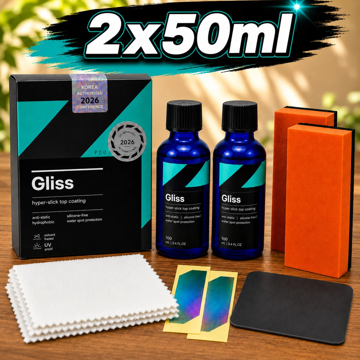CAR CQUARTZ Gliss Original Ceramic Coating  Kit for Cars Hyper Smooth Hydrophobic Nano Top-Coat with Microfiber Applicators