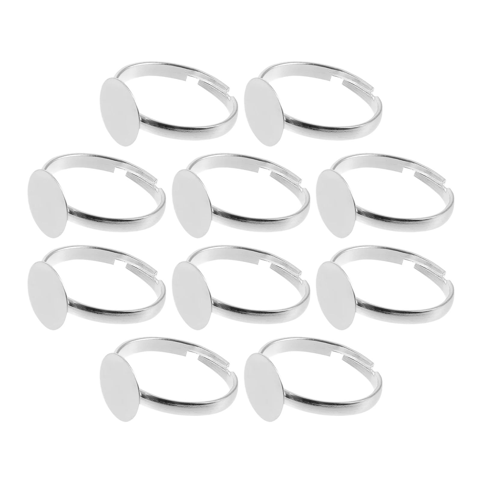 

10pcs Metal Blanks Jewelry Making DIY Bases Adjustable Ring Holder Engraving Finger Ring Base for Crafts Shell Pearl Gemstone