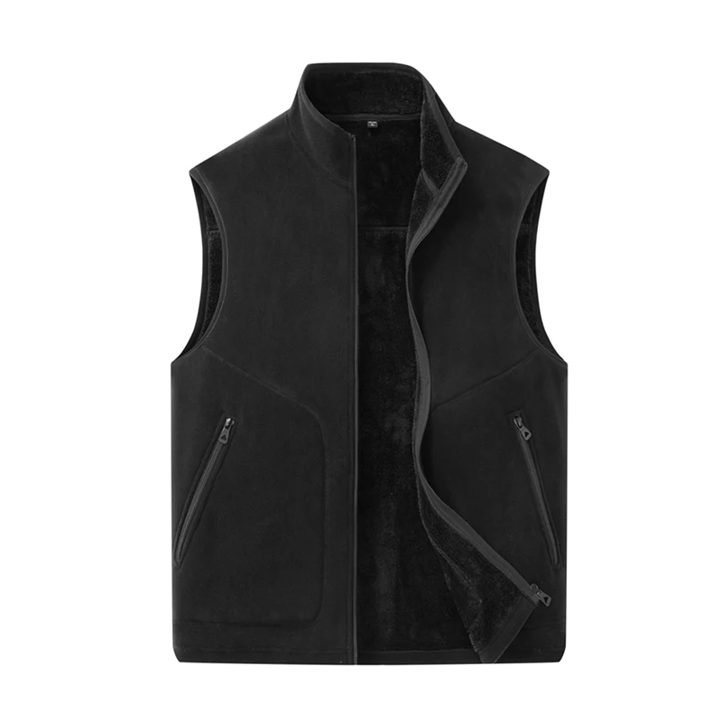 Men's Lamb Fur Vest Thickened Fleece Lined Warm Heated Inner Core Large Size Outerwear Jacket for Autumn Winter
