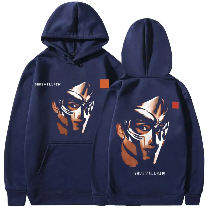 Rapper Mf Doom Sade Sadevillain Metal Mask Face Graphic Print Hoodie Male Loose Oversized Sweatshirt Men Hip Hop Vintage Hoodies