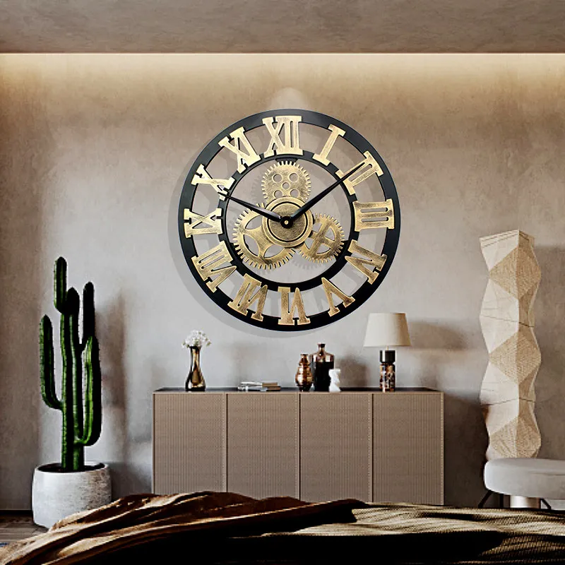 Vintage Interior Wall Clocks Modern Aesthetic Creative Silent Silent Wall Watch Round Nordic Orologio Da Parete Home Decoration