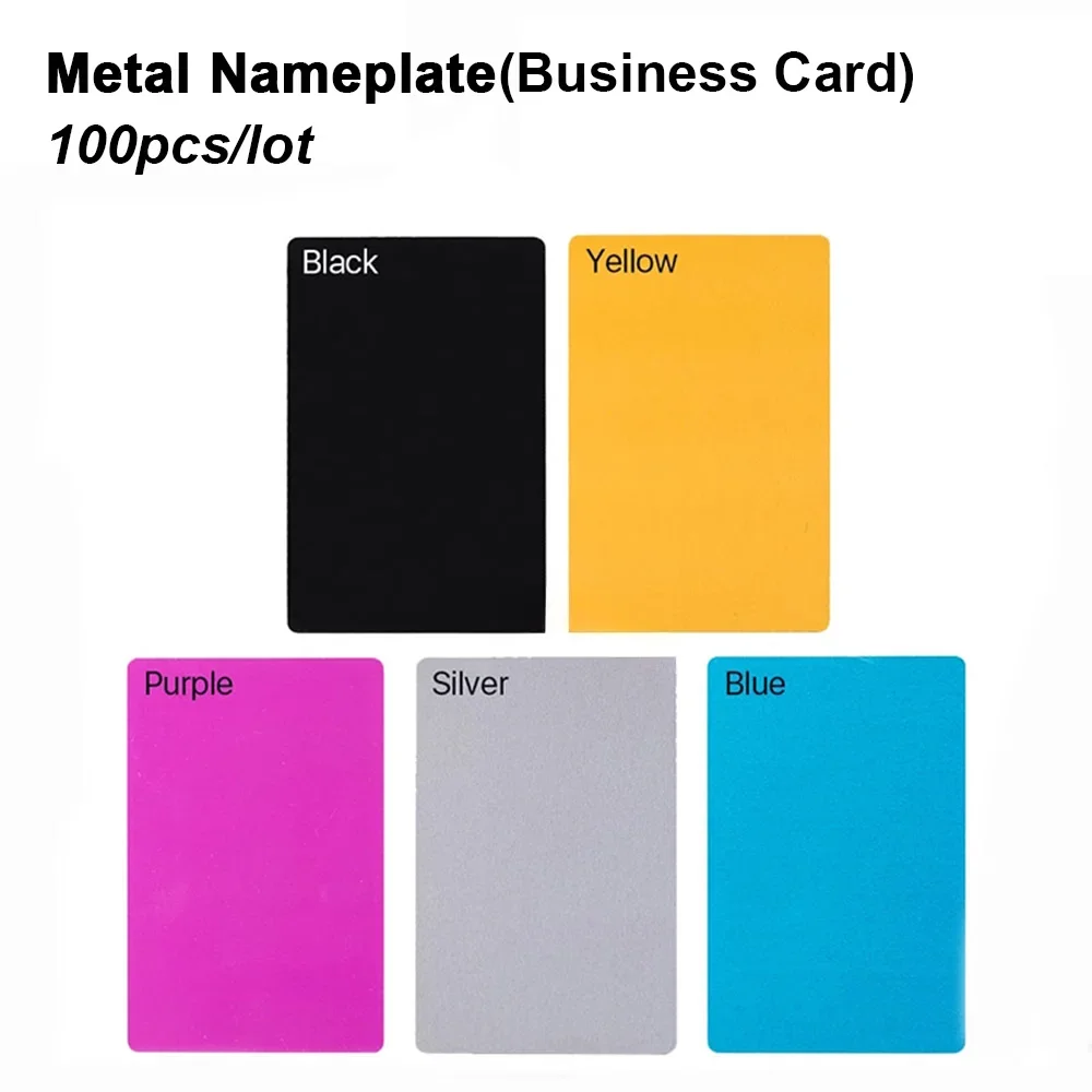 100Pcs/set 86x54mm Metal Nameplate Multicolored Finish Aluminum Blank Laser Engraving Cards for Laser Marking Logo DIY Printing