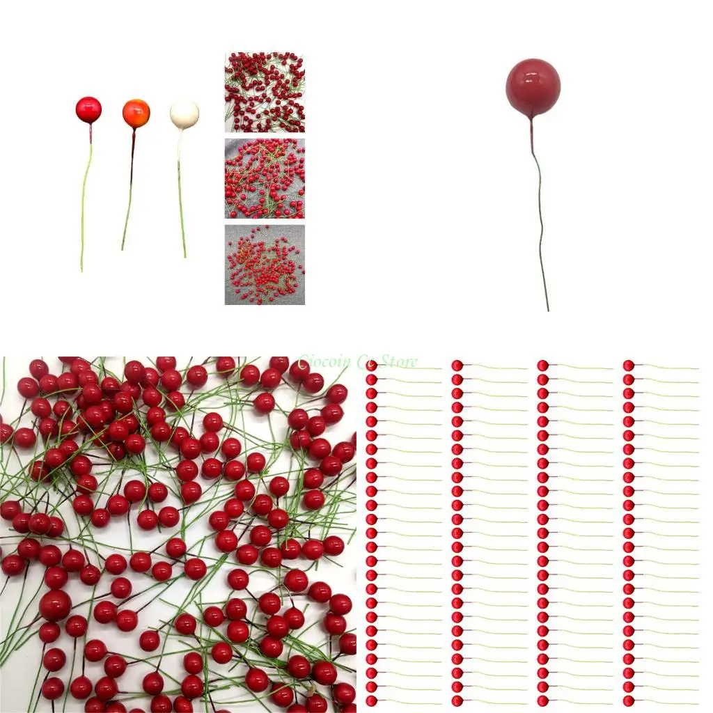 X90F 100pcs Bayas Navidad Adorno Set Materiales espuma no tóxicos Bola para Mantels Garlands Centrólogos
