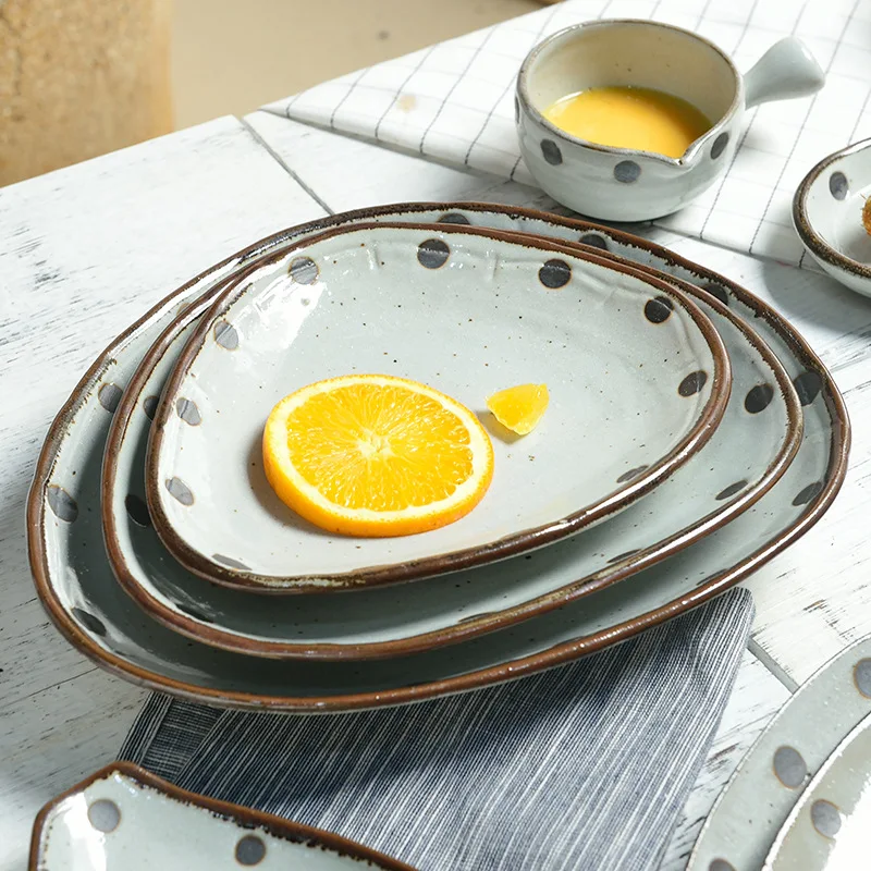 

Black Pottery Point Ceramic Bowl Soup Plate Rice Bowl Special-shaped Plate Creative Japanese Soup Ceramic Microwave Tableware
