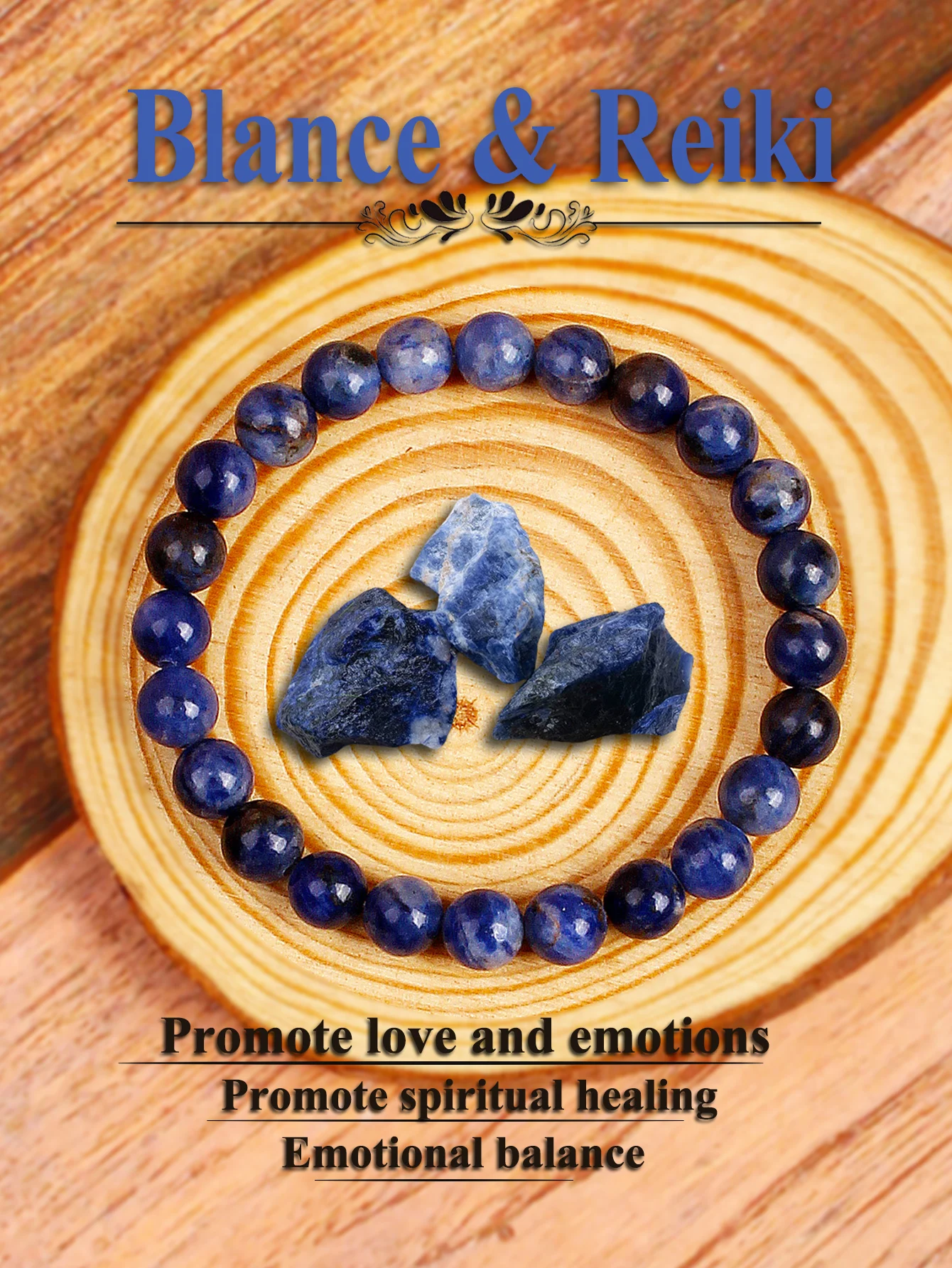 Original Sodalite Beads Bracelets Women Natural Blue Veins Raw Stone Polish Elastic Bracelet Men Reiki Emotional Balance Jewelry