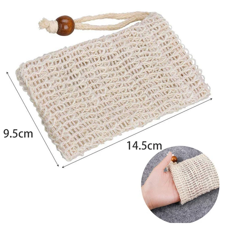 Shower Bath Sisal Soap Bag Natural Sisal Soap Bag Exfoliating Soap Saver Pouch Holder 20Pcs