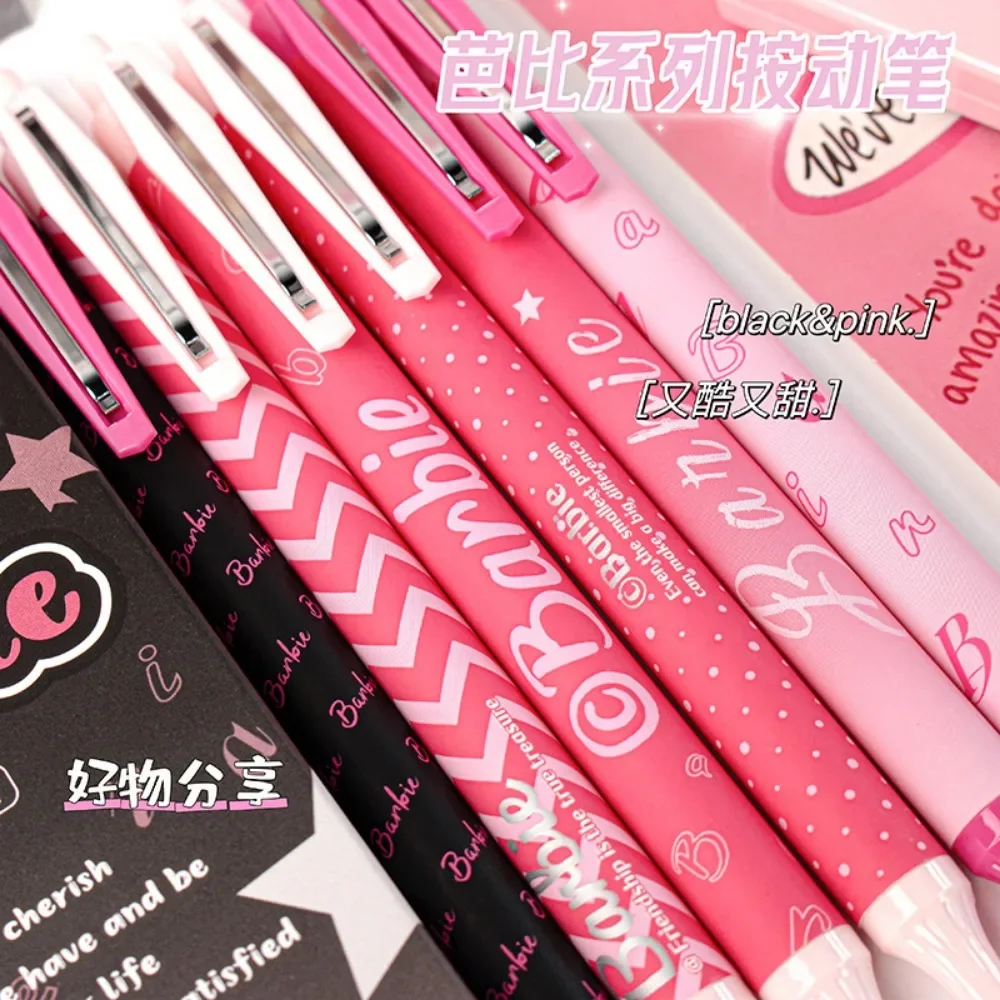 6pcs/box Kawaii Cute Barbie Pink Cartoon ST Quick-dry The 0.5 Mm Diary Examination Profile Gel Pen Pupil Study Stationery Gift