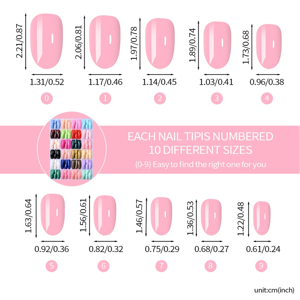 24 colores (288 uñas) uñas postizas cortas ovaladas, brillantes, color sólido, para manicura DIY 5