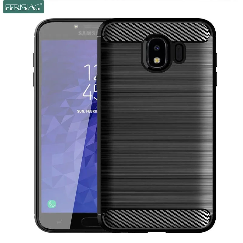 FERISING Case For Samsung Galaxy J4 2018 Case Silicone TPU Bumper Shockproof Carbon Cover for Samsung Galaxy J4 2018 J400 Case