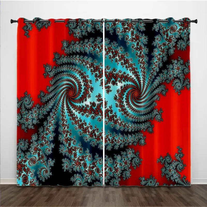 Abstract Mosaic Graphic Geometric Pattern 3D Digital Printing Bedroom Living Room Window Curtains 2 Panels  K03