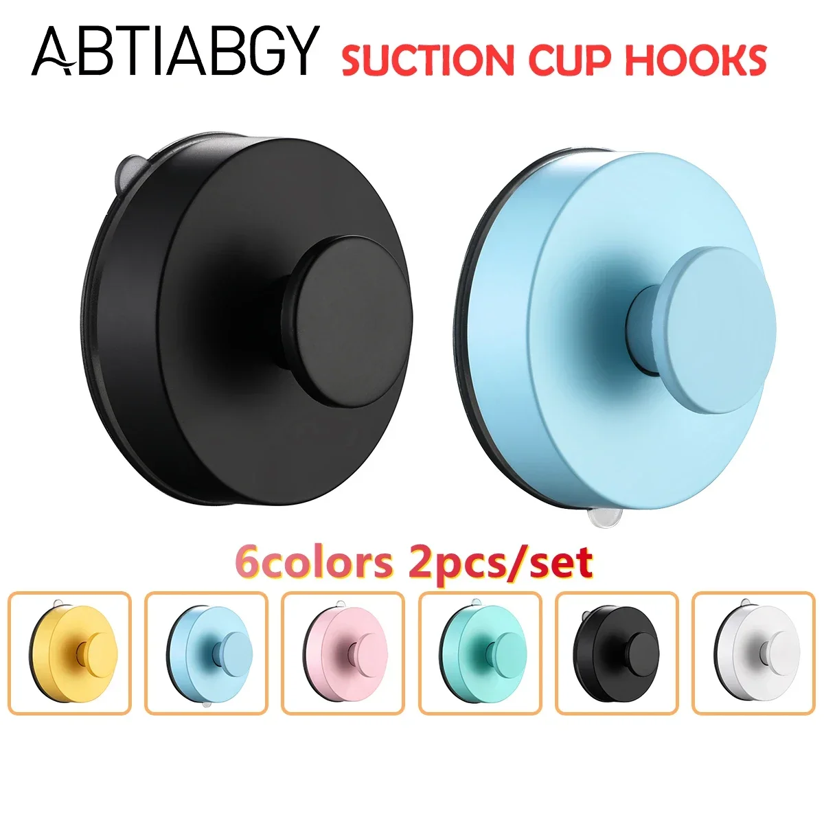 2pcs Mix Strong Vacuum Suction Cup Hooks Reusable Heavy Duty Wall Hook Hanger For Home Bathroom Kitchen Shower 6 Colors