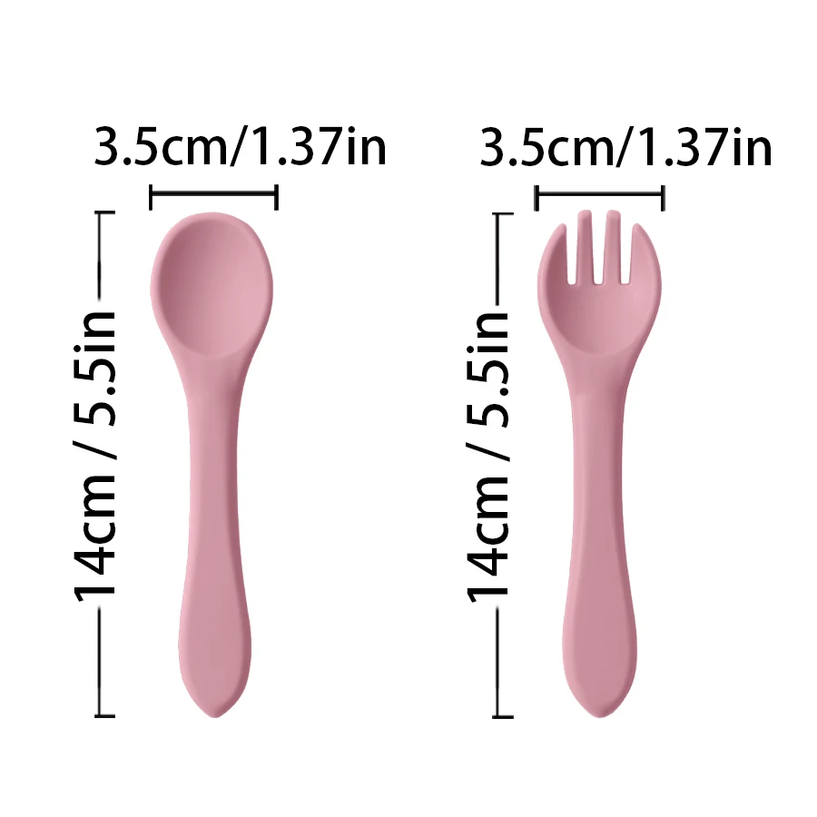 2PCS/Set Baby Silicone Utensils Soft Spoon Fork Feeding Learning Children Tableware Baby Food Accessories Children\'s Cutlery