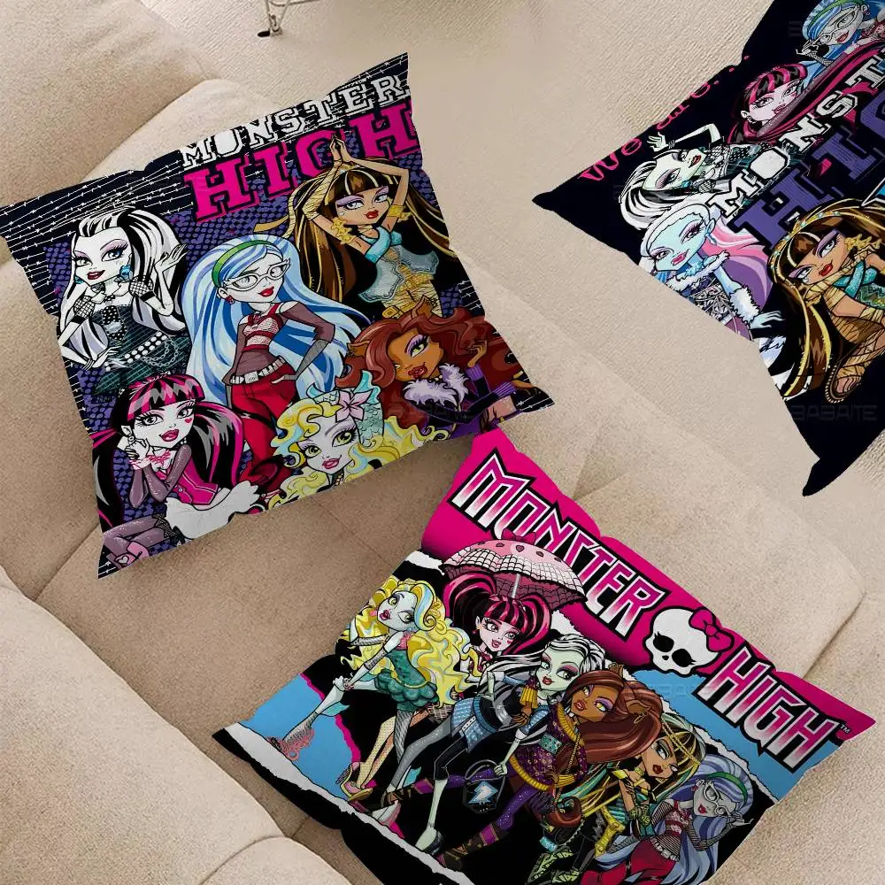 

Cartoon M-monster High Classic Cushion Cover Car Throw Pillow Case For Sofa Car Christmas Gift 40x40cm 45x45cm