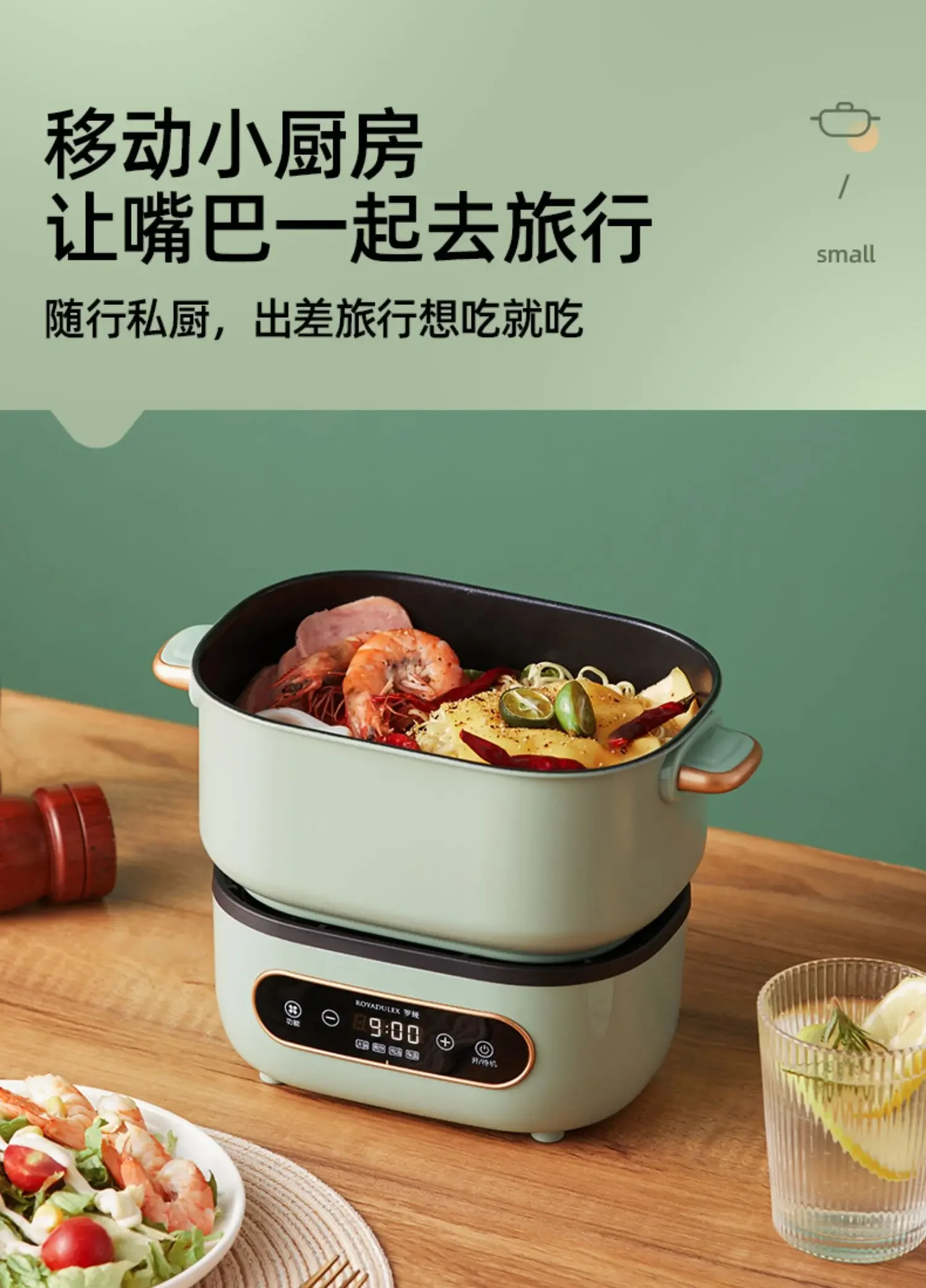 220V Portable Multi Cooker for One Person with Folding Feature, Perfect for Traveling – Electric Cooking Pot by Roya