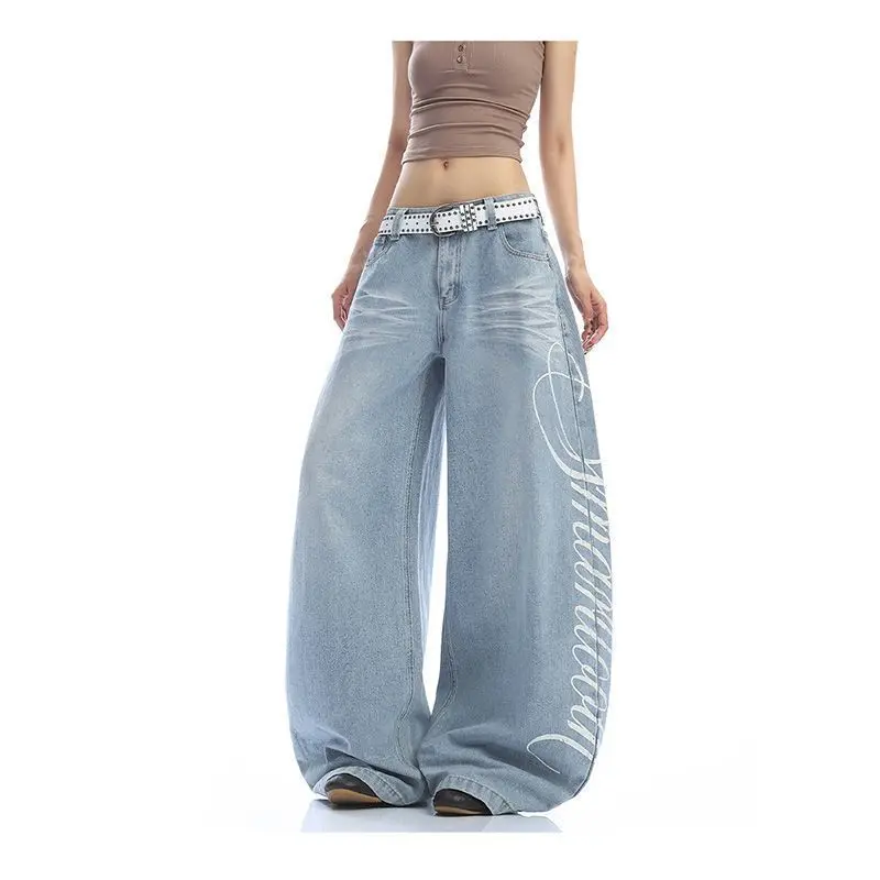 Jean Vintage brodé Harajuku pour femmes, Baggy bleu Y2k, pantalon en Denim pour petit ami des années 2021, Streetwear, vêtements, automne 2000