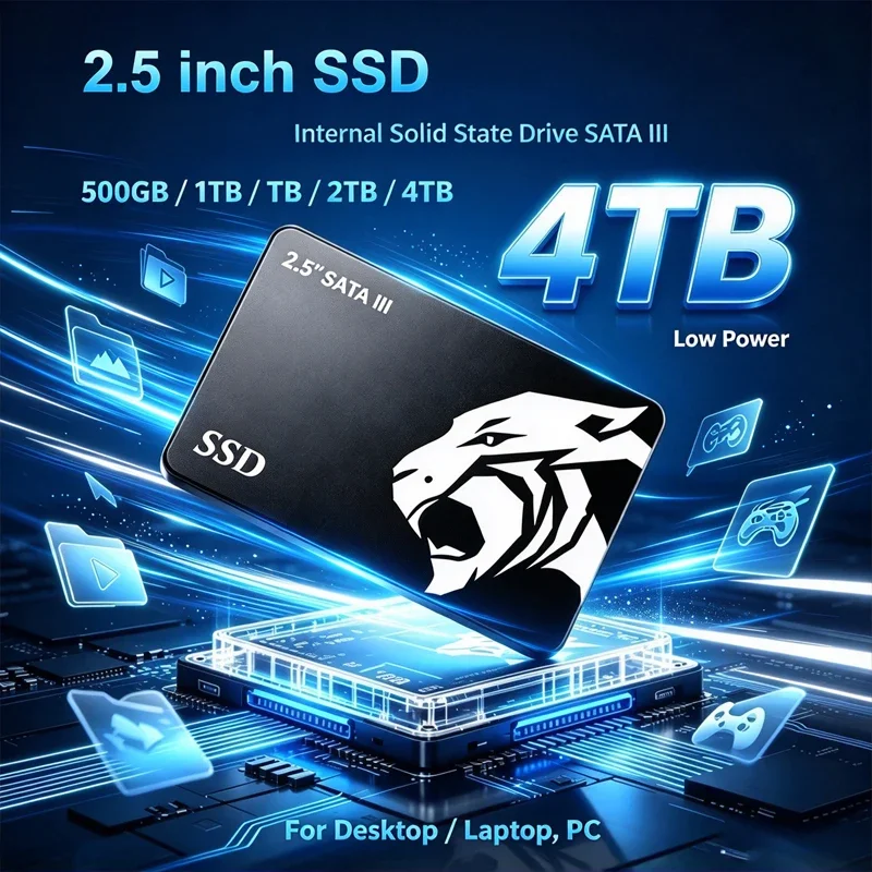 High Speed 2.5 Inch SSD Internal Solid State Drive 500GB 1TB 2TB 4TB for Desktop Laptop PC Shock Resistant Gaming SSD