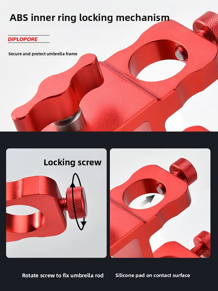 قاعدة مظلة جديدة مضادة للانزلاق من سبائك الألومنيوم والمغنيسيوم لمنصة الصيد، تصميم انزلاقي بفتحتين، مثبت مقاوم للرياح