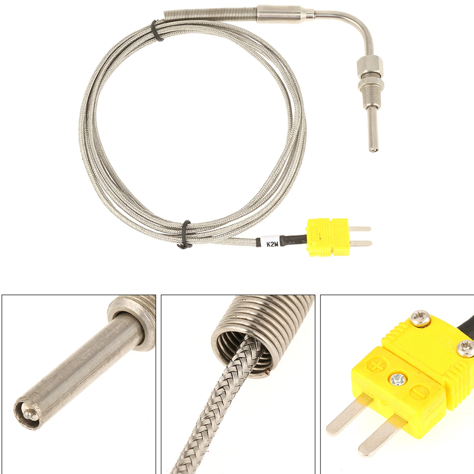 K Tipo EGT Termopar para Gás de Escape, Sonda Temp com Ponta Exposta e Conector