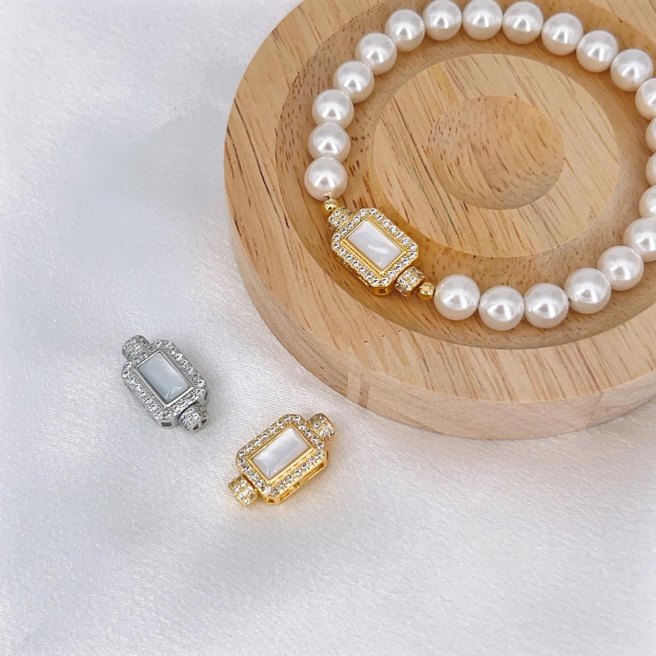

1pcs Copper Plated with 18k Gold Square Fastener Pearl Necklace Bracelet Connector Natural Shell Clasp Jewelry Making Materials