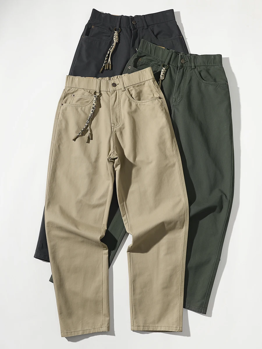 

Pure Cotton Color Casual Pants Men's Trendy Brand Versatile Workwear Pants Micro Cone Semi Elastic Dad Pants Nine Point...