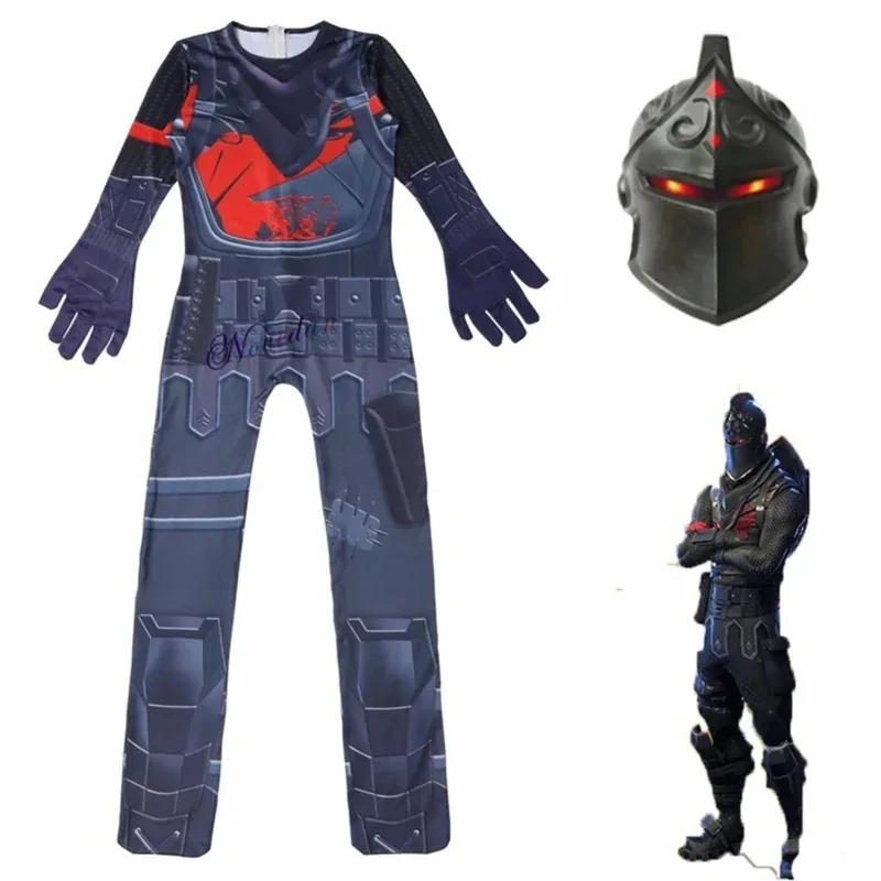 

Black Knight Costume Kids Battle Royale Superhero Cosplay Zentai Suit Jumpsuit Bodysuit Funny Party Halloween Costume With Mask
