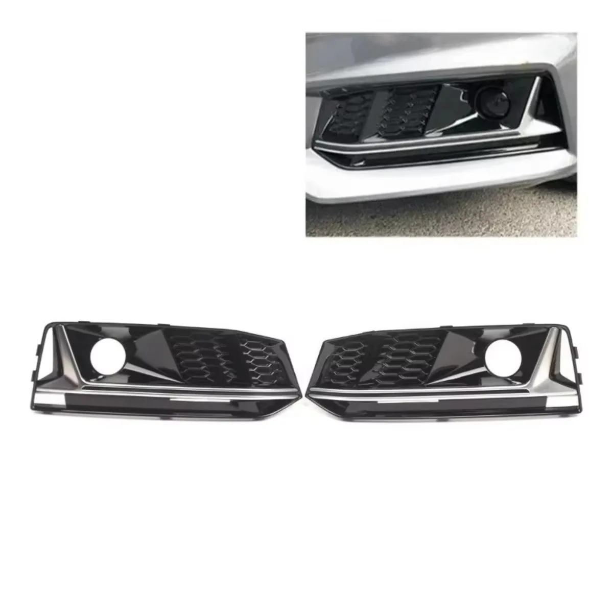 For Audi A4 B9 S-Line S4 2016-2019 Front Bumper Fog Light Grille Cover Left Right Pair 8W0807681G 8W0807682G