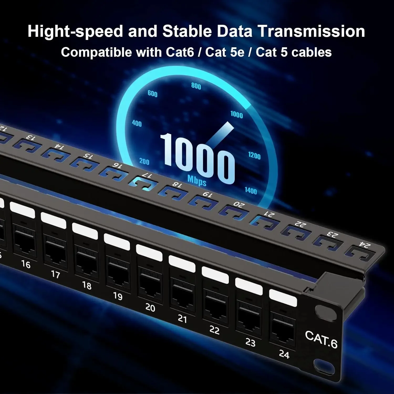 ZoeRax Pannello patch di rete schermato a 24 porte con accoppiatore FTP RJ45 Cat6 femmina-femmina 1u Keystone in linea da 19 pollici