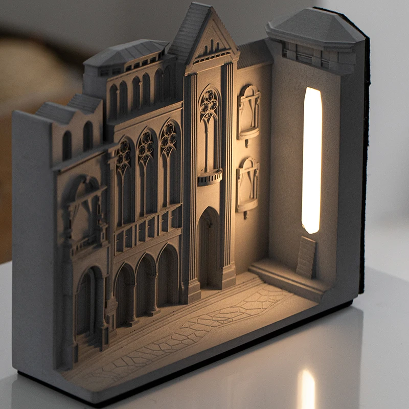 European Medieval Building Sculpture Cement Craft Usb Table Lamp Bedside Corner Atmosphere Lamp Gift Decoration Night Lamp