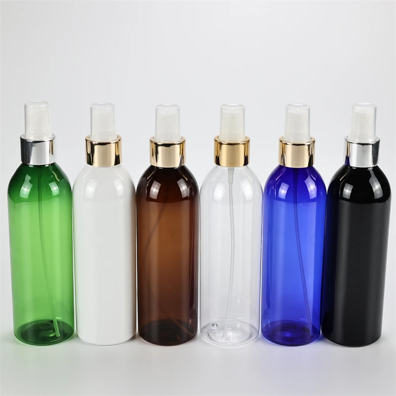 250ml x 25 Spray Bottles Sub-bottling Plastic Refillable Bottle Anodized Aluminum Spray Pump Empty Bottle Dispensing Makeup Tool