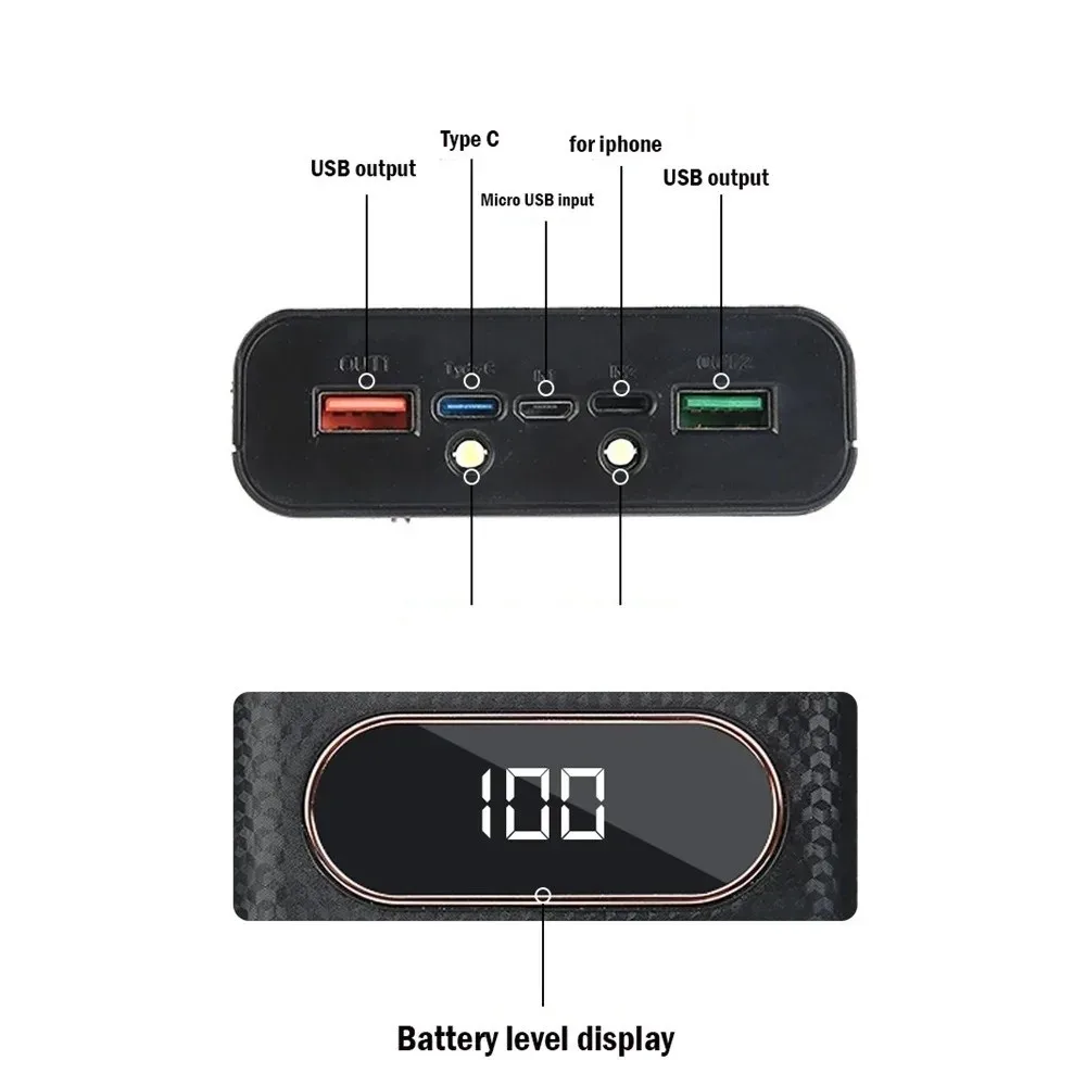 Plastic Power Bank Case 22.5W Fast Charging Solderless Design Battery Power Bank QC3.0 Fast Charging