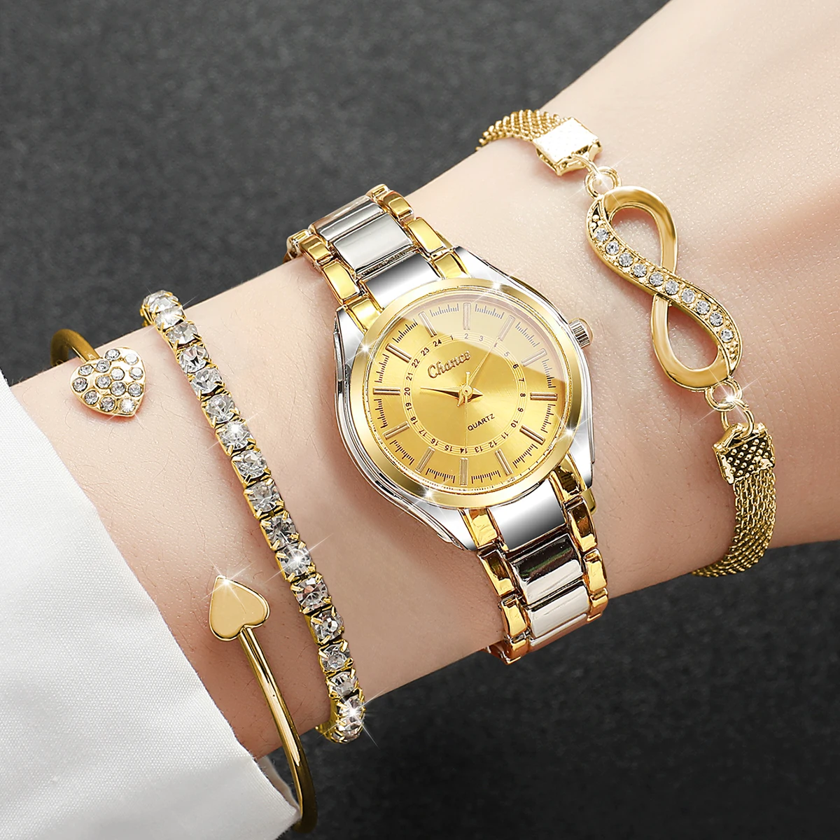 4 個のエレガントな女性用腕時計ブレスレットセットレディース - Luxury Watch Travel Case のレビューと価格