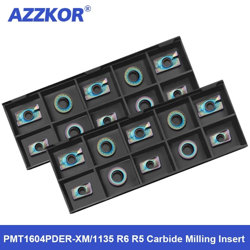 AZZKOR 10PCS APMT1604PDER-XM/1135 Hard Alloy Circular Milling Cutter Particles Colorful coating Quenched Steel Milling Insert