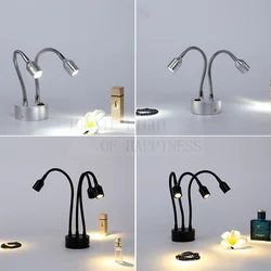 LED Rechargeable Light Three-head Hose Jewelry Counter Wireless Display Cabinet Two-head Spotlight 1W3W Bar Wine Cabinet Lamp