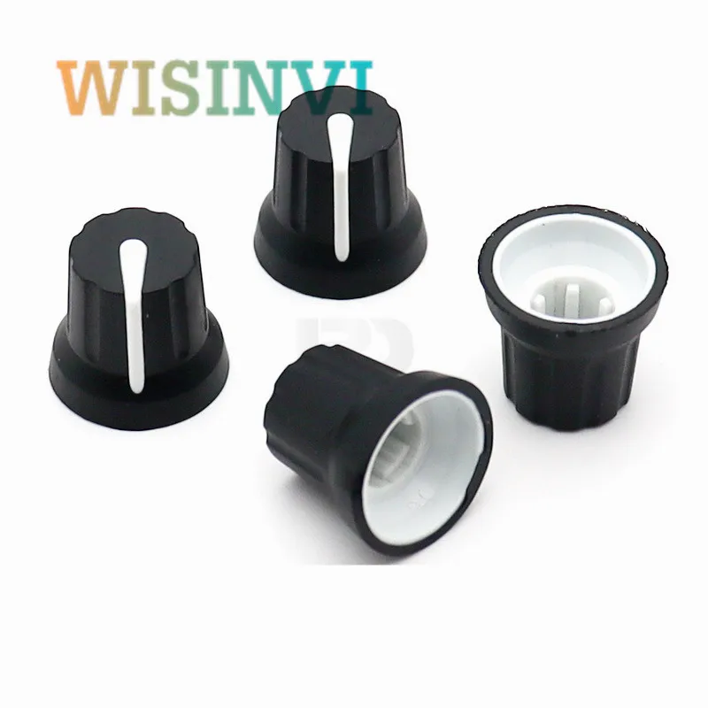 10PCS Rubber Adjustment Knob Diameter 16mm Height 14.5mm Rubber Knob Cap 180 Degree D-Shaped / Flower Axis Inner Hole 6mm