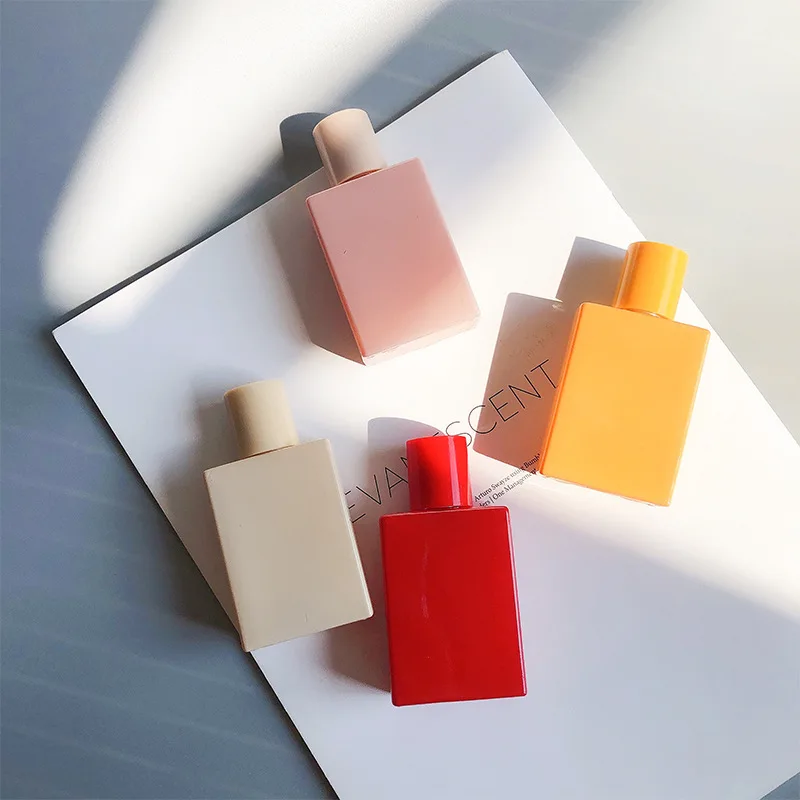 

30ml Glass Spray Bottle Square Colorful Perfume Bottle Empty Refillable Vial Travel Portable Fine Mist Cosmetic Liquid Container
