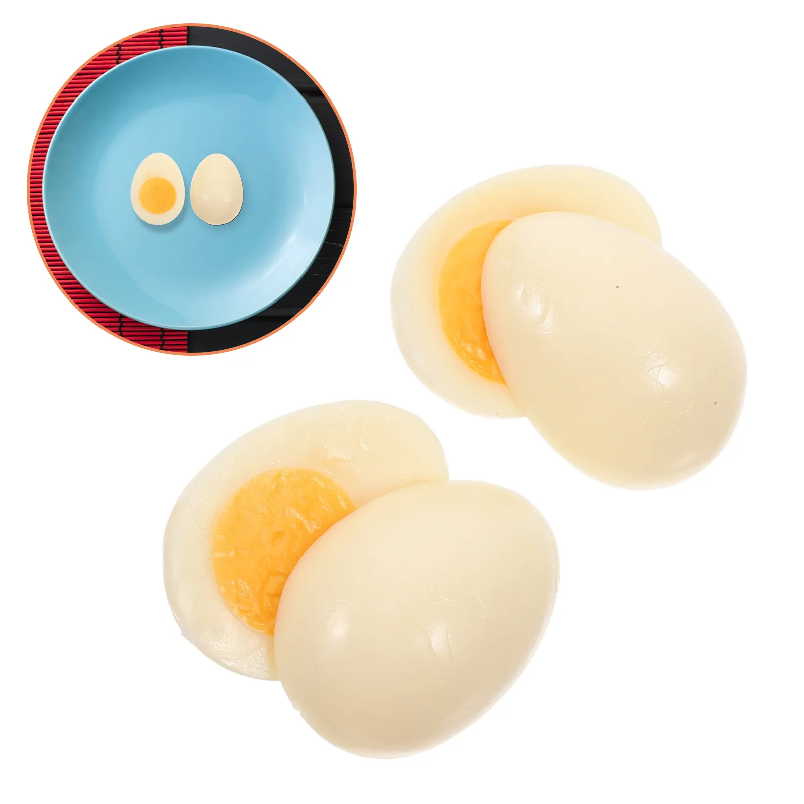 

Набор из 4 искусственных вареных яиц из ПВХ, реалистичные муляжи для фотосъемки, декор для кухни и дома, модель вареного яйца