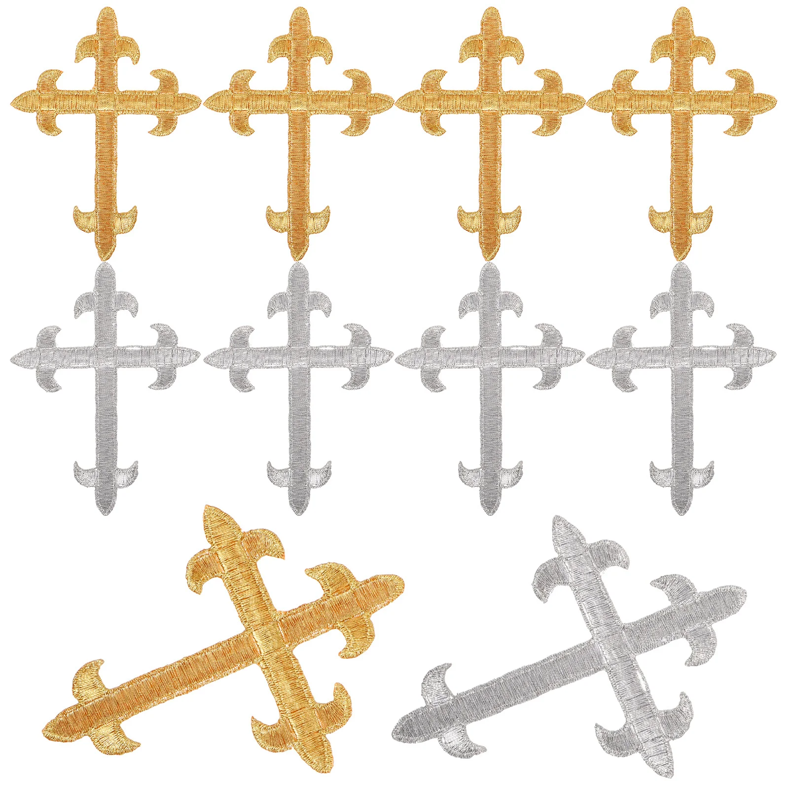 

10Pcs Cross Durable Embroidery Iron Patches Decorative Clothes Coat Hat Small DIY Repair Accessories Appliques Embellishments