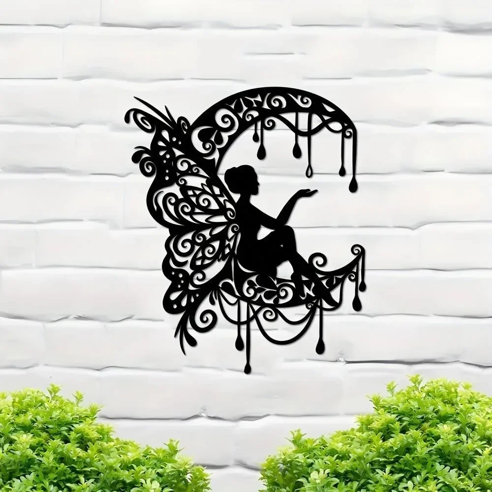 CIFBUY Metal Wall Art Mandala Fairy Silhouette, Boho Laser Cut Iron Decor For Bedroom Kids Room Dreamy Home Wall Hanging Gift