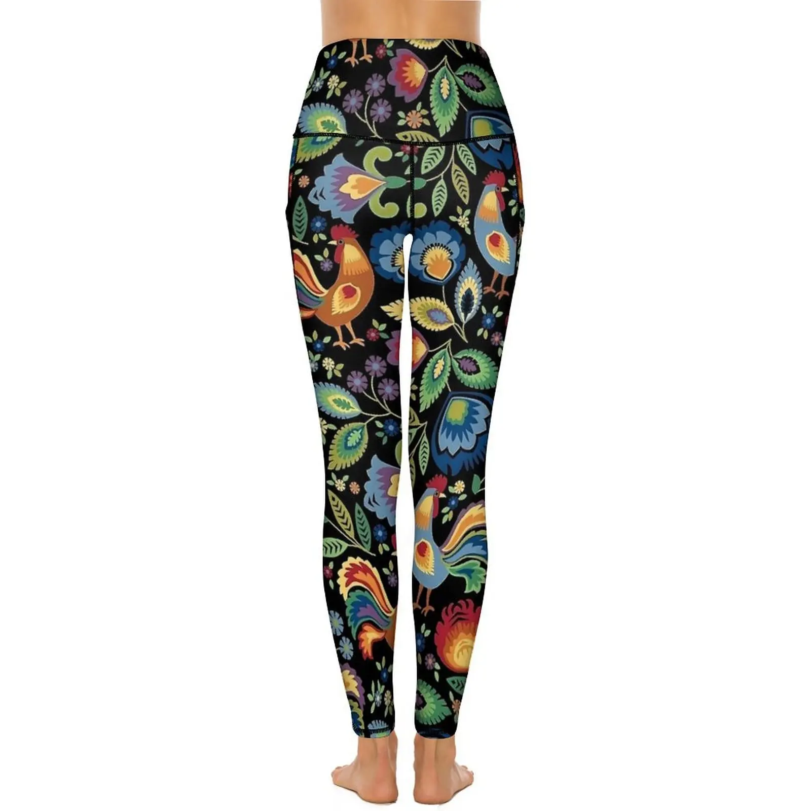 Leggings de yoga respirants taille haute pour animaux, collants de sport, pantalons de fitness, design commandé, poussins folkloriques polonais, cadeau