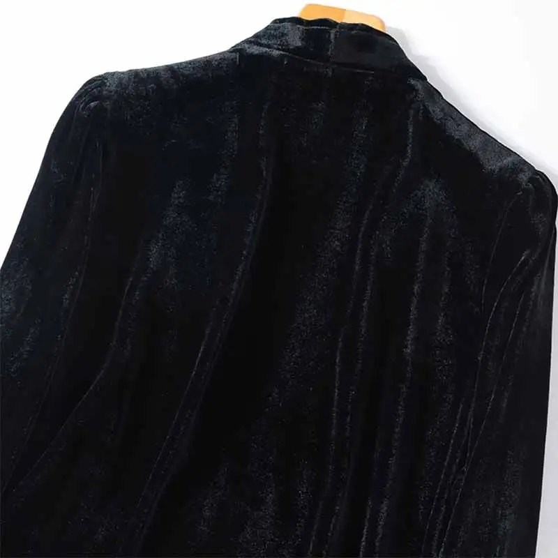 Women Silk Shirt Lining 100% Mulberry Silk Velvet Black V Neck Long Sleeve Tie Cardigan Coat Top Blouse Office Lady M1044