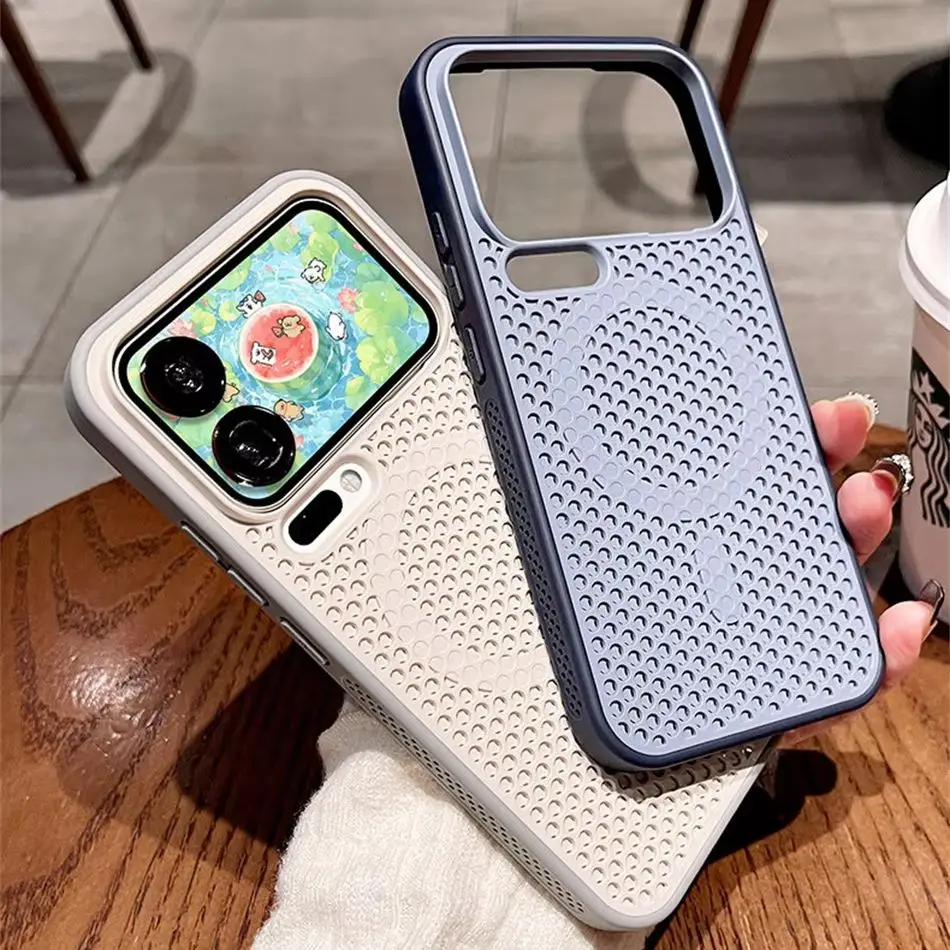 Magnetic Cooling Honeycomb Heat Dissipation Hit Color Case For Xiaomi Mi 13 14 15 17 Pro Max Mi17 Shockproof Cover For Magsafe view 3