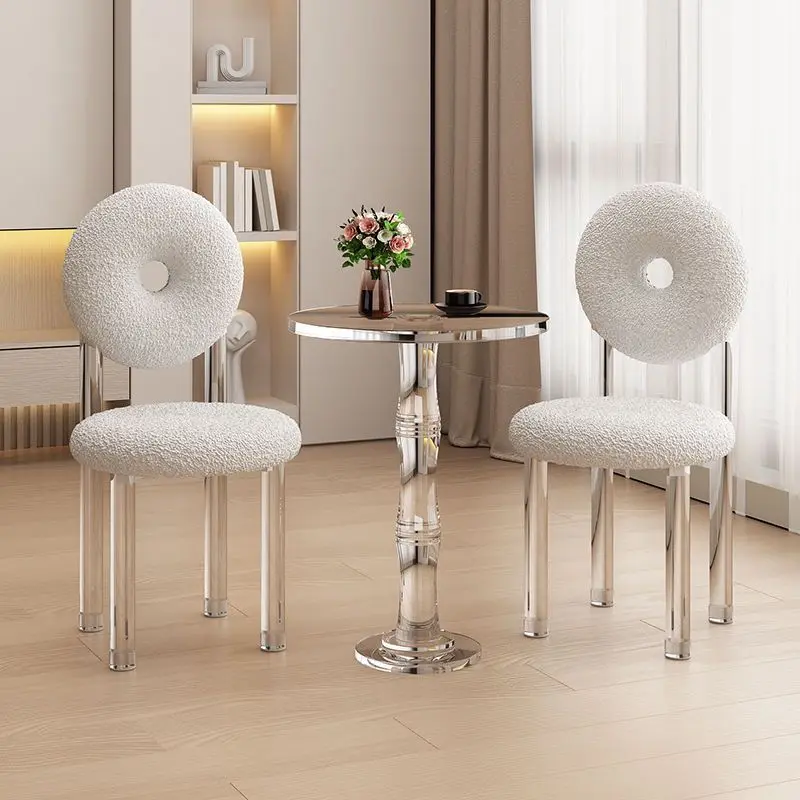 

Leisure Nordic Modern Luxury Dining Chairs Minimalist Makeup Stools Dressing Table Chairs Transparent Acrylic Stools Bedroom Ins
