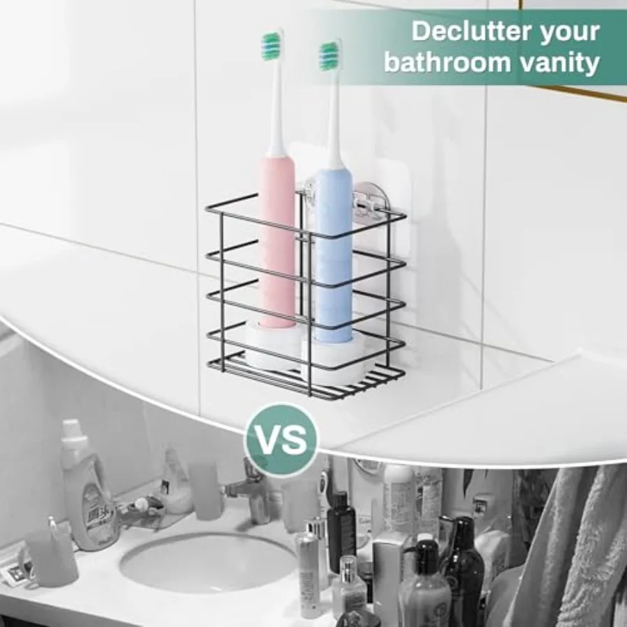 Open-Design Adhesive Shower Toothbrush Holder Wall Mounted with Drainage Hanging Electric Tooth Brush Holder for Bathroom Wall